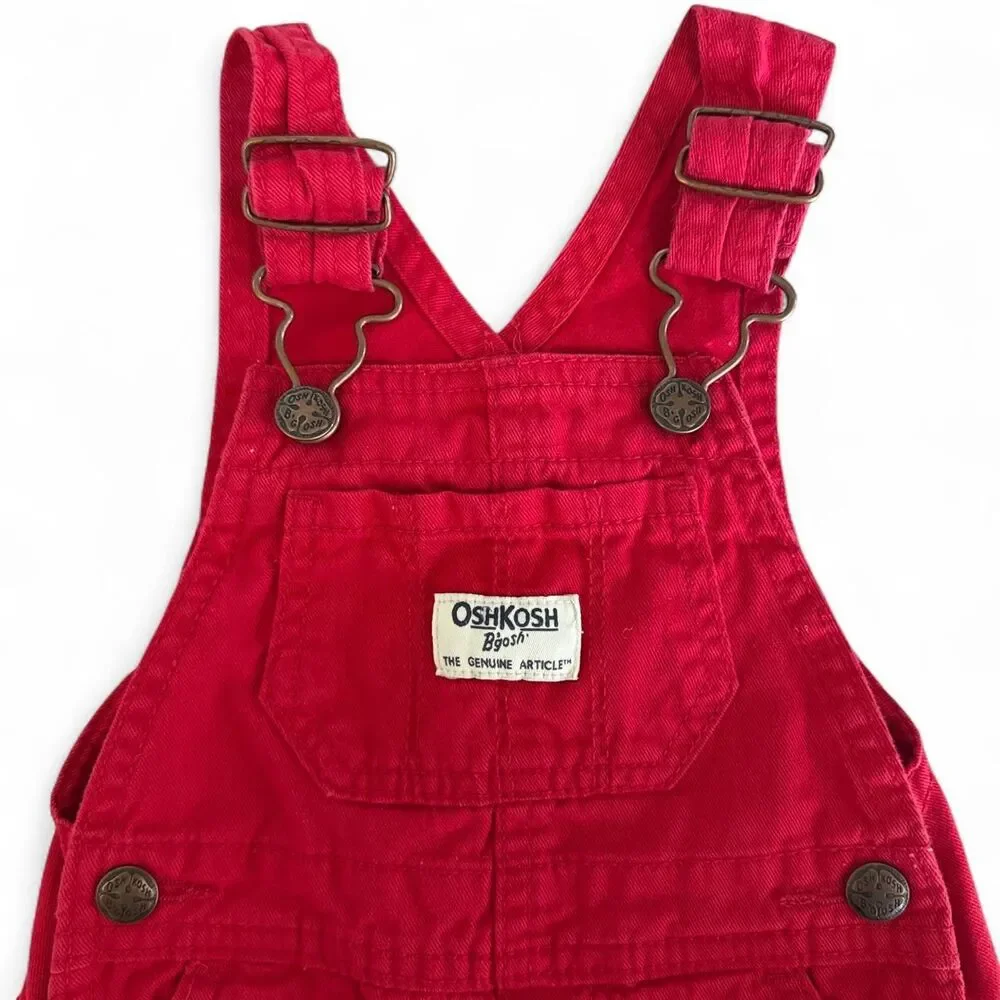 OshKosh B’gosh Baby Girl Red Short Overalls | 6 Months